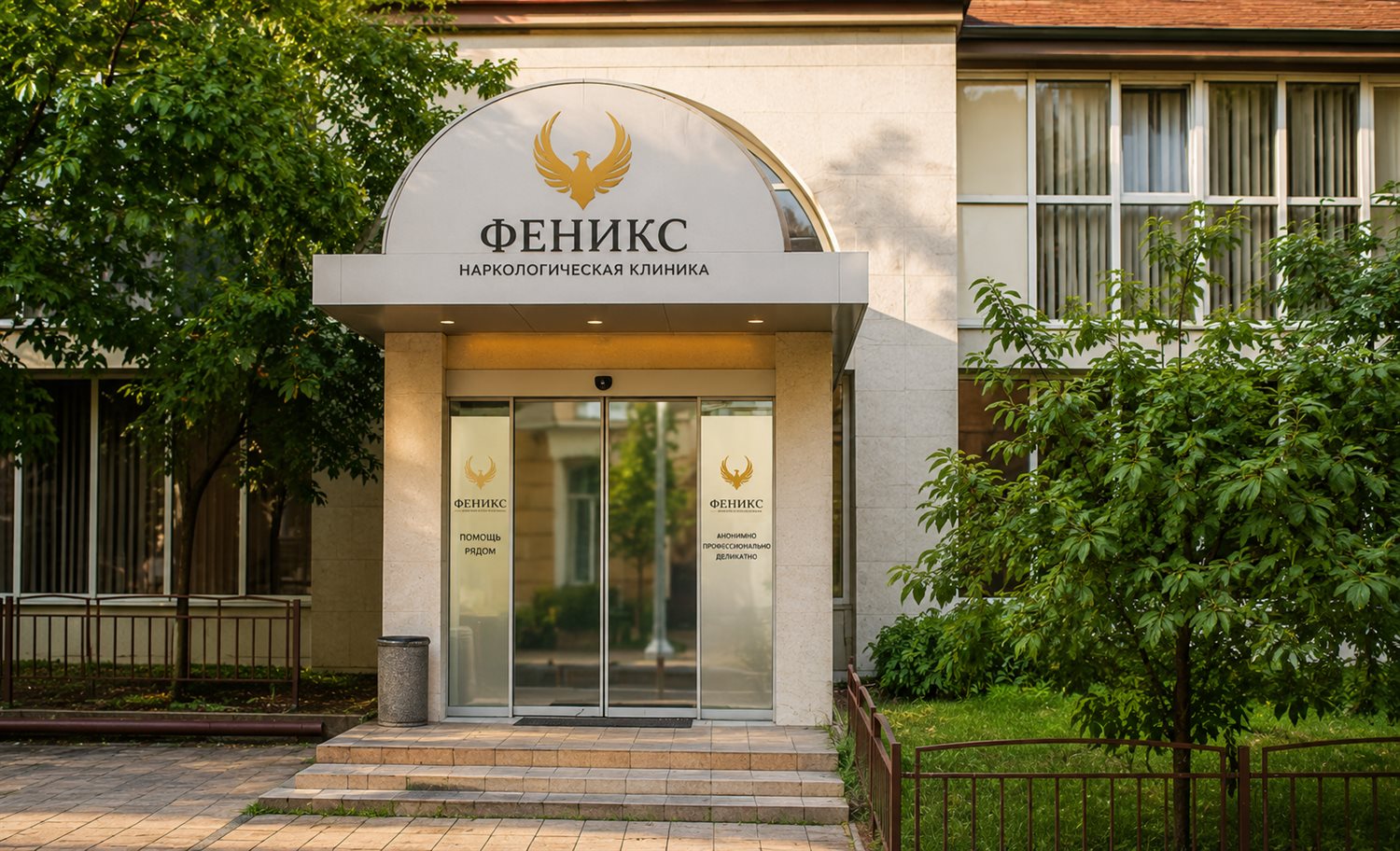 Вход в наркологическую клинику «Феникс» в Анапе